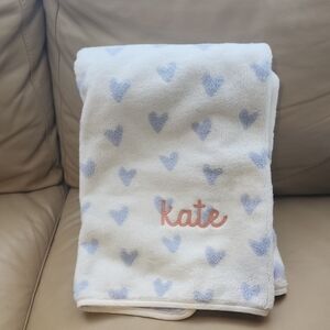 100 % Cotton Heart Patterned Oversized Towel with Embroidered Name